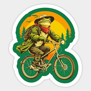 Funny Frog On A Bike Sticker
